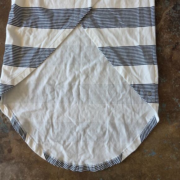 Roxy Ocean Stripe High Low Tulip Midi Skirt Size S White Blue Asymmetric Beachy - Picture 4 of 8